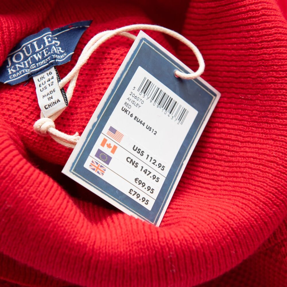Joules Ansley Sweater Dress Tunic Shift Roll Neck Knit Red Size 12 New - Picture 4 of 6